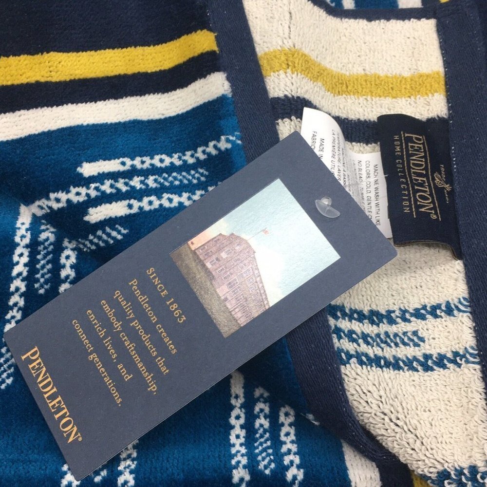 Pendleton Spa Bath Beach Towel Mendoza Trail Southwest Jacquard Blue Yellow NWT﻿ - Picture 5 of 5